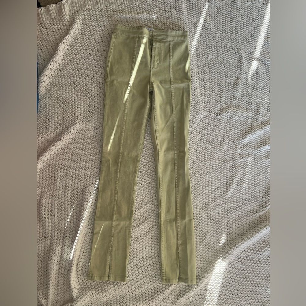 Zara Sage Green Split Hem Pant